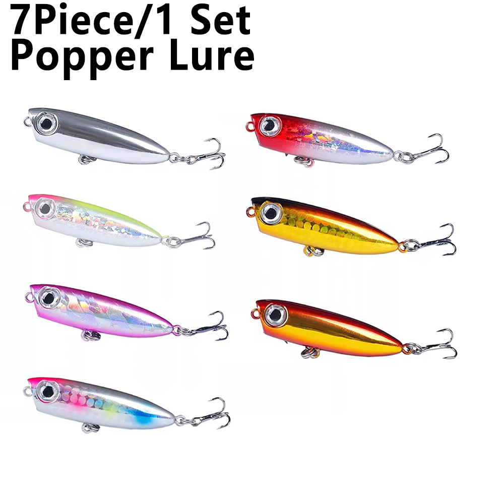Fishing Lure Popper - 7 Stück/1 Set schwimmende Popper-Angelköder Wobbler