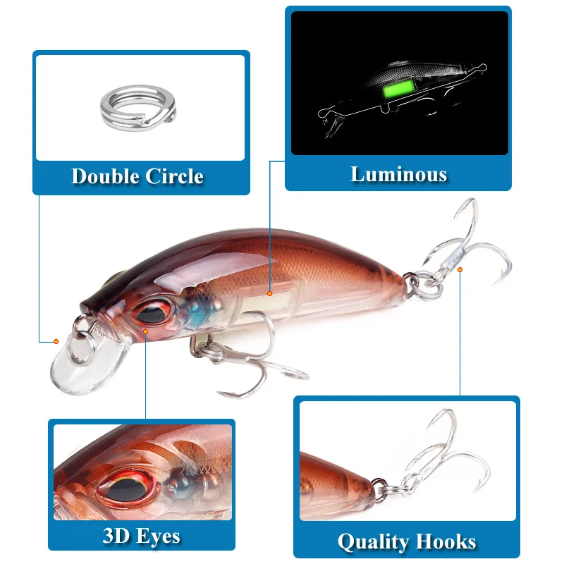 3D Augen Leuchtende Minnow Ang – Fishing Lure Crankbait Bewertung und Preis